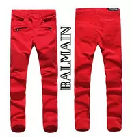 balmain slim-fit biker jeans fashion red